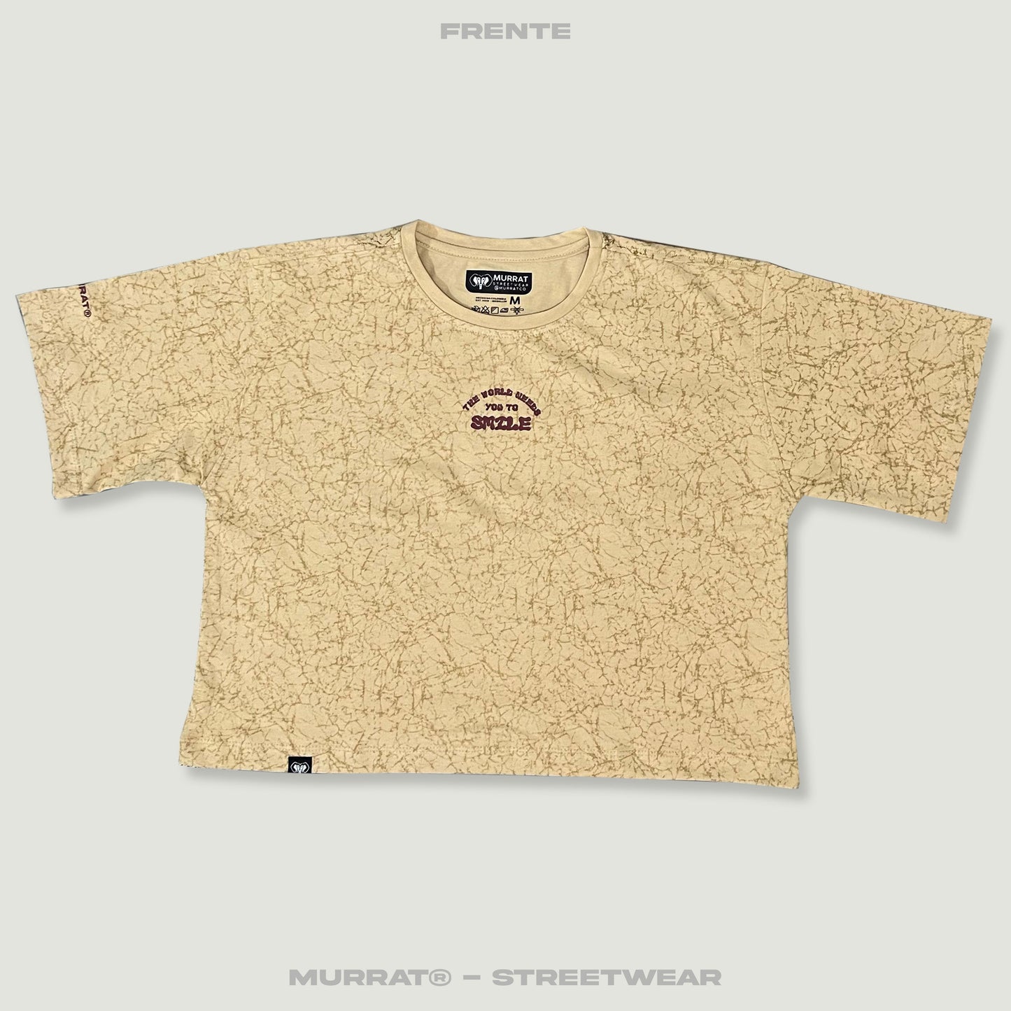 CROPTOP OVERSIZE BEIGE "SMILE TEXTURE"