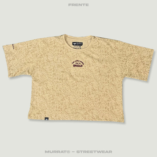 CROPTOP OVERSIZE BEIGE "SMILE TEXTURE"