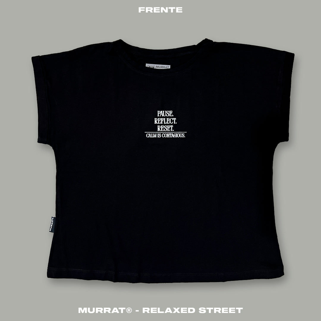 Blusa Box Negra "PAUSE"