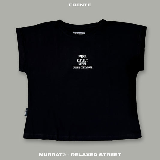 Blusa Box Negra "PAUSE"